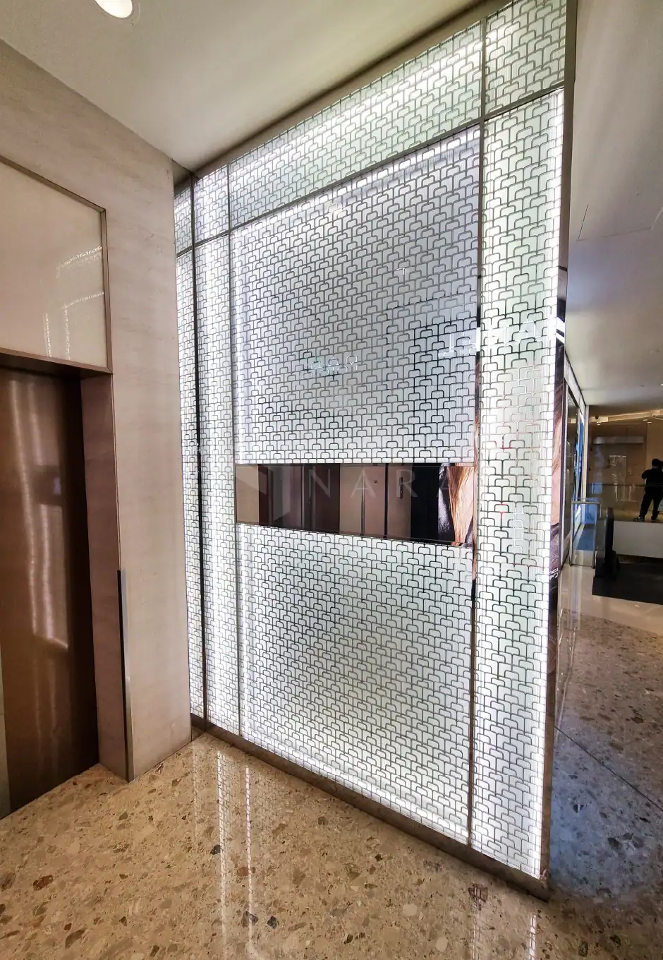 Shiny gold stainless steel decorative trim wall panel, modern elegant design, perfect for upscale interior accents, rooms, and architectural detailing.