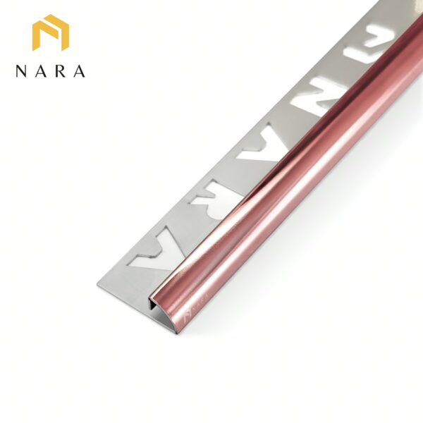 คิ้วกระเบื้องสแตนเลสขอบโค้ง สีพิงค์โกลด์ 10 มม.