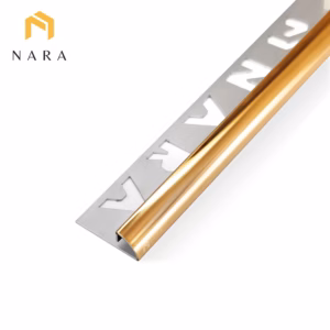 คิ้วกระเบื้องสแตนเลส ขอบโค้ง 10 มิล สีโรสโกลด์ ผิวเงา