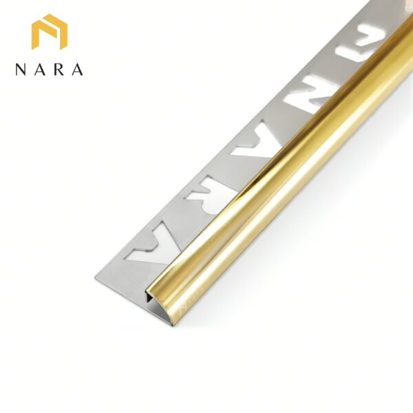 คิ้วกระเบื้องสแตนเลสขอบโค้ง สีไวท์โกลด์ 10 มม.