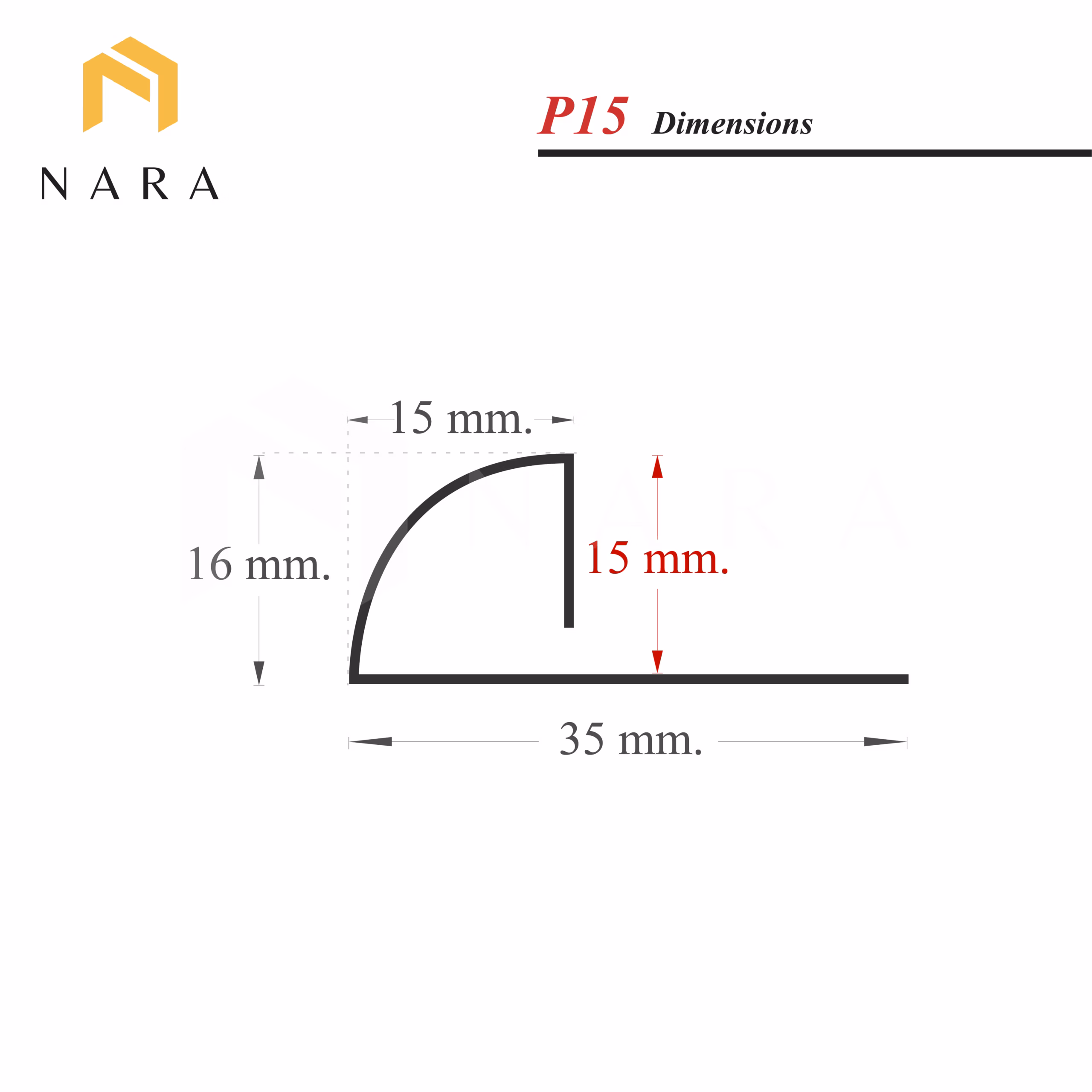 คิ้วกระเบื้องสแตนเลสขอบโค้ง สีน้ำตาล 15 มม. - Image 2