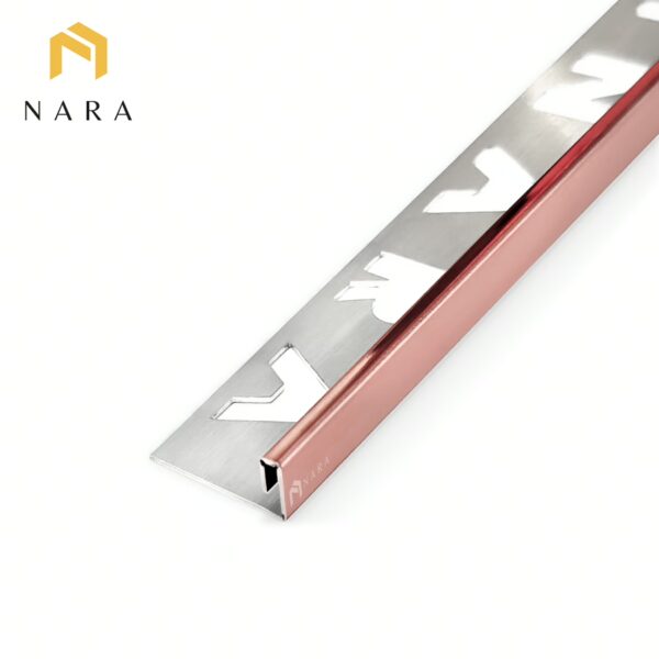 คิ้วกระเบื้องสแตนเลสขอบเล็ก 3 มม. สีพิงค์โกลด์ ผิวเงา