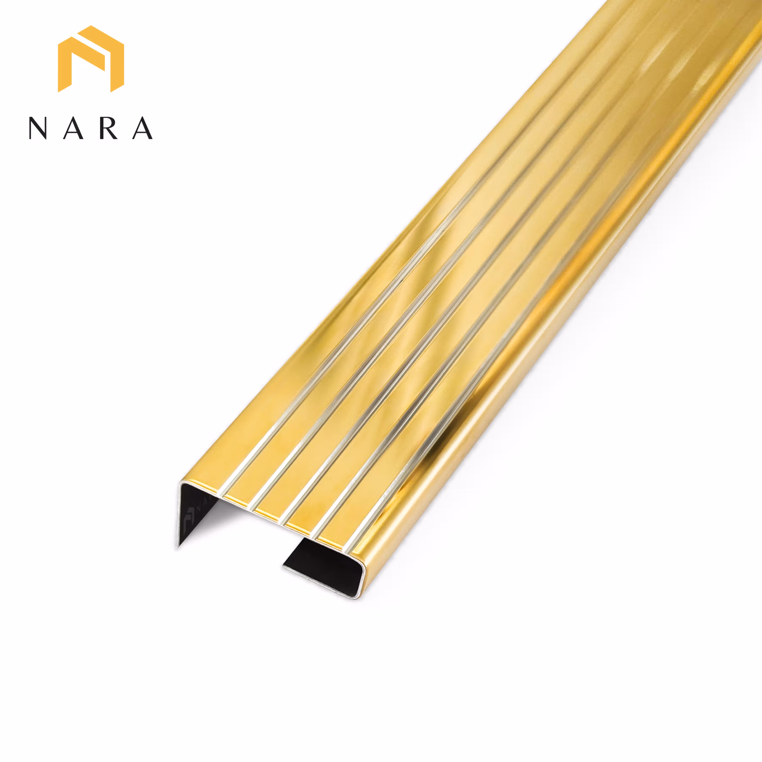 จมูกบันไดสแตนเลส 40 มิล สีแชมเปญโกลด์ ผิวเงา