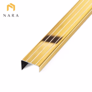 จมูกบันไดสแตนเลส ตัวยู 30 มิล สีแชมเปญโกลด์ ผิวเงา