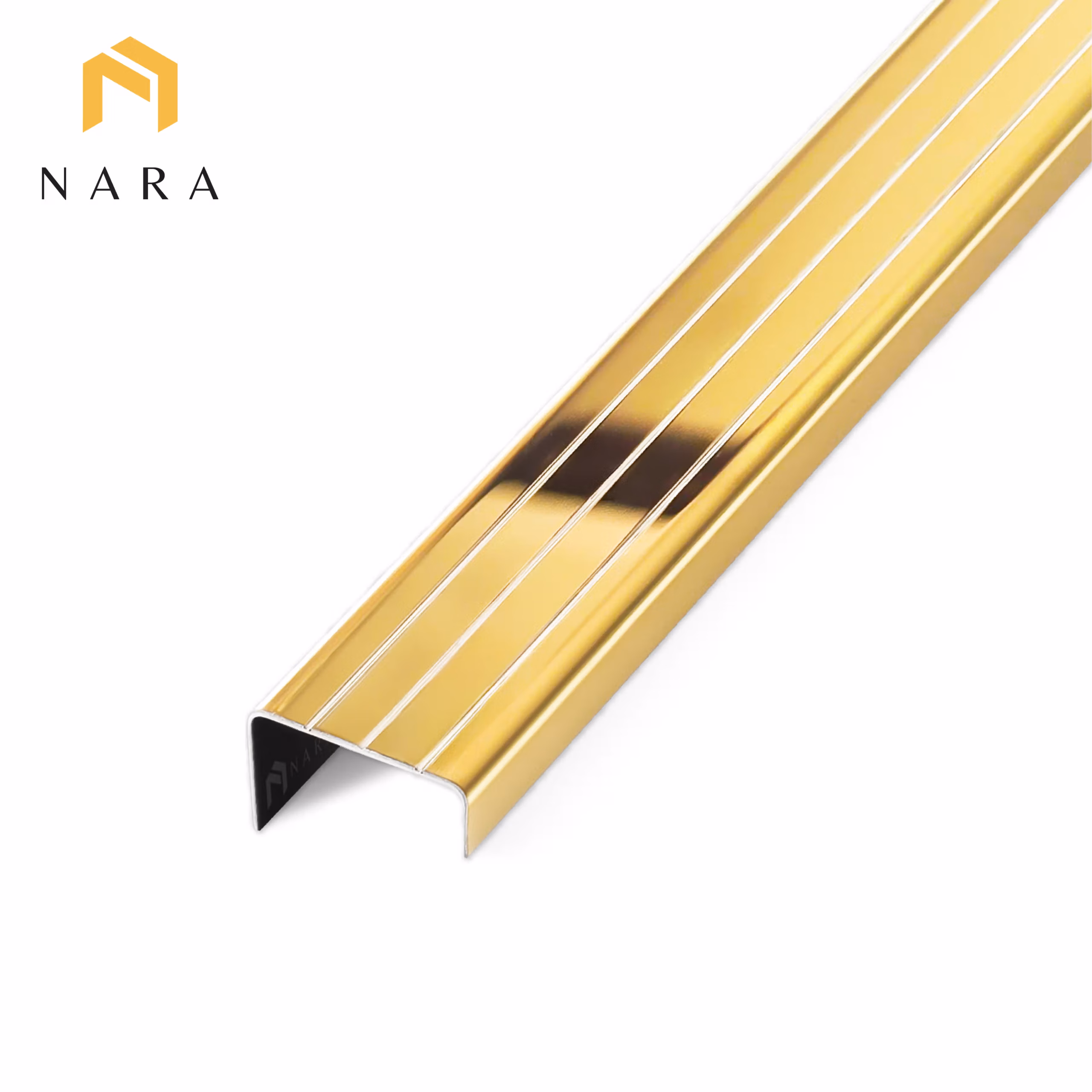 จมูกบันไดสแตนเลส ตัวยู 30 มิล สีแชมเปญโกลด์ ผิวเงา