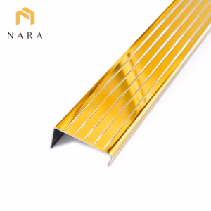 จมูกบันไดสแตนเลส ตัวยู 40 มิล สีทอง ผิวเงา
