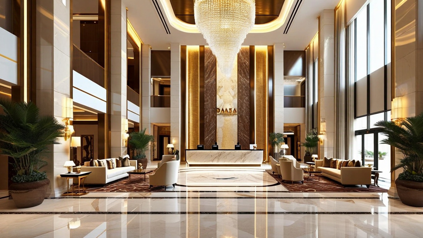 คิ้วกระเบื้องสแตนเลสใช้ในงานตกแต่งล็อบบี้โรงแรมอย่างลงตัว