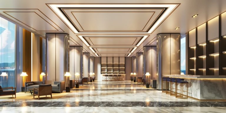 สแตนเลสสีแชมเปญสำหรับตกแต่งภายในโรงแรมหรูระดับ 5 ดาว