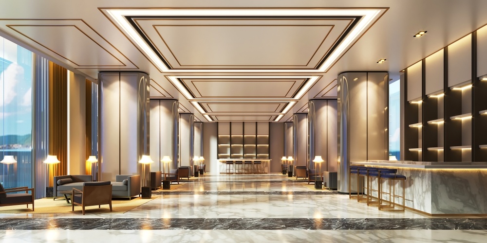 สแตนเลสสีแชมเปญสำหรับตกแต่งภายในโรงแรมหรูระดับ 5 ดาว