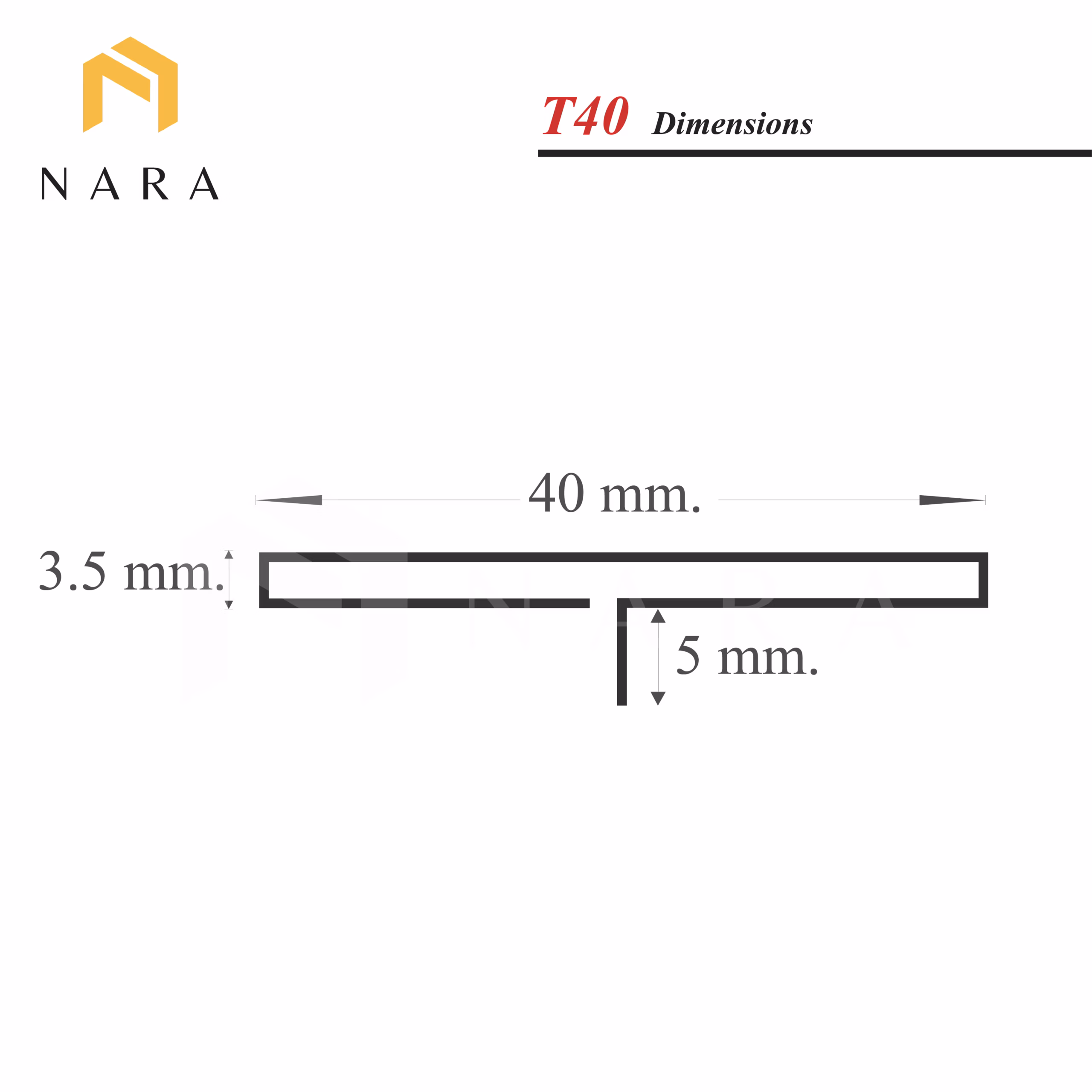 คิ้วสแตนเลสตัวที สีบรอนซ์ 40 มม. - Image 2