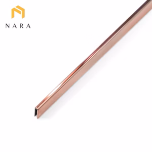 คิ้วสแตนเลสตัวยู ขอบเล็ก 3 มิล สีพิงค์โกลด์ ผิวเงา